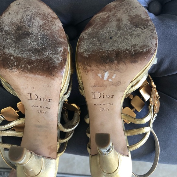 Dior gold and torquoise sz 6.5 platform sandal - Picture 4 of 7